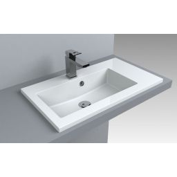 Miraggio Barcelona umywalka 70x40 cm wpuszczana prostokątna lewa biały połysk 0000480