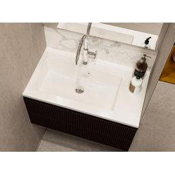 Miraggio Barcelona umywalka 70x40 cm wpuszczana prostokątna lewa biały połysk 0000480