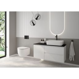 Oltens Vernal zestaw mebli łazienkowych 100 cm z blatem biały połysk/czarny mat 68206000