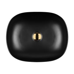 Oltens Hamnes umywalka 49x39,5 cm nablatowa owalna z powłoką SmartClean czarny mat 40800300