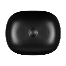 Oltens Hamnes umywalka 49x39,5 cm nablatowa owalna z powłoką SmartClean czarny mat 40800300