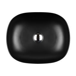 Oltens Hamnes umywalka 49x39,5 cm nablatowa owalna z powłoką SmartClean czarny mat 40800300