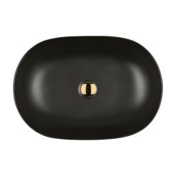Oltens Hamnes Thin umywalka 60,5x41,5 cm owalna nablatowa czarna 40320300