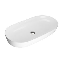Oltens Hamnes Thin umywalka 80x40 cm nablatowa owalna z powłoką SmartClean biała 40821000