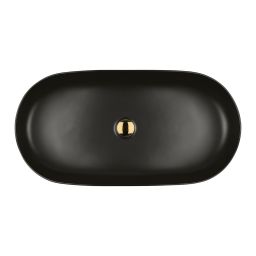 Oltens Hamnes Thin umywalka 80x40 cm owalna nablatowa czarna 40321300