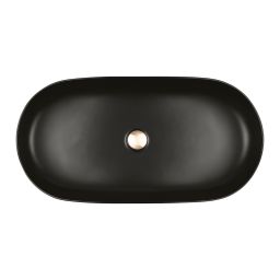 Oltens Hamnes Thin umywalka 80x40 cm owalna nablatowa czarna 40321300