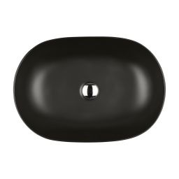 Oltens Hamnes Thin umywalka 60,5x41,5 cm nablatowa owalna z powłoką SmartClean czarny mat 40820300