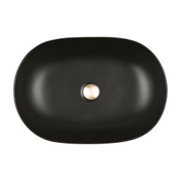 Oltens Hamnes Thin umywalka 60,5x41,5 cm nablatowa owalna z powłoką SmartClean czarny mat 40820300