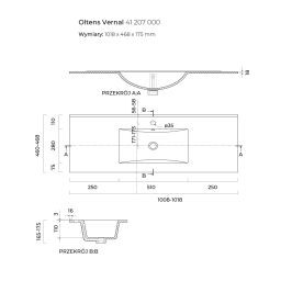 Oltens Vernal umywalka 101x46 cm prostokątna meblowa biała 41207000
