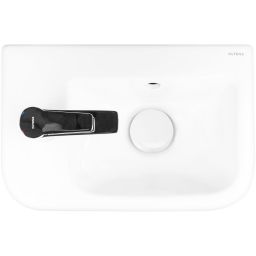 Oltens Vernal umywalka 37x24,5 cm wisząca lewa z powłoką SmartClean biała 41504000