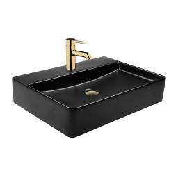 Oltens Duve umywalka 59x43,5 cm prostokątna ścienna-nablatowa czarna 41300300