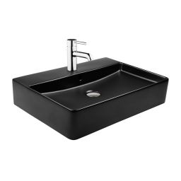 Oltens Duve umywalka 59x43,5 cm prostokątna ścienna-nablatowa czarna 41300300
