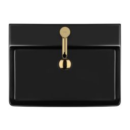 Oltens Duve umywalka 59x43,5 cm prostokątna ścienna-nablatowa czarna 41300300