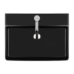 Oltens Duve umywalka 59x43,5 cm prostokątna ścienna-nablatowa czarna 41300300