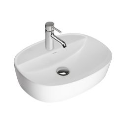 Oltens Hamnes Thin umywalka 51x39 cm owalna nablatowa biała 41313000