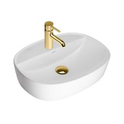 Oltens Hamnes Thin umywalka 51x39 cm owalna nablatowa biała 41313000