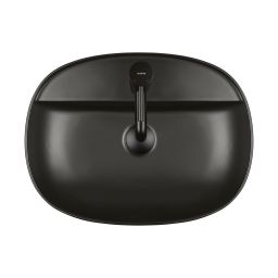 Oltens Hamnes Thin umywalka 51x39 cm nablatowa owalna czarny mat 41313300