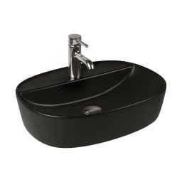 Oltens Hamnes Thin umywalka 51x39 cm nablatowa owalna czarny mat 41313300