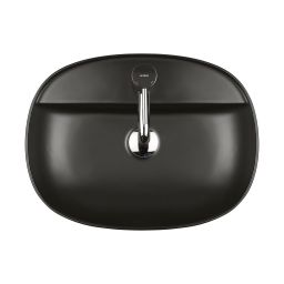 Oltens Hamnes Thin umywalka 51x39 cm nablatowa owalna czarny mat 41313300