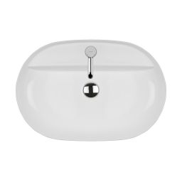 Oltens Hamnes Thin umywalka 62x42 cm owalna nablatowa biała 41314000