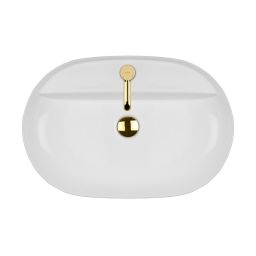 Oltens Hamnes Thin umywalka 62x42 cm owalna nablatowa biała 41314000