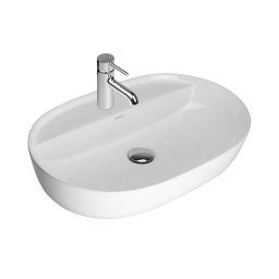 Oltens Hamnes Thin umywalka 62x42 cm owalna nablatowa biała 41314000