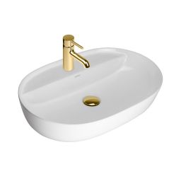 Oltens Hamnes Thin umywalka 62x42 cm owalna nablatowa biała 41314000