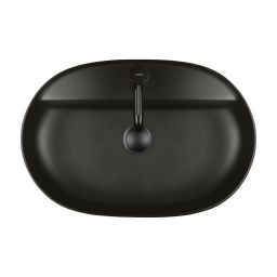 Oltens Hamnes Thin umywalka 62x42 cm owalna nablatowa czarna 41314300