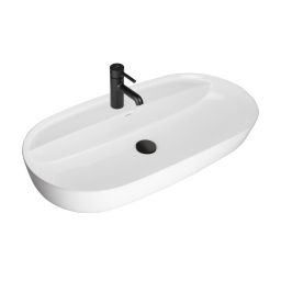 Oltens Hamnes Thin umywalka 80x40 cm owalna nablatowa biała 41315000