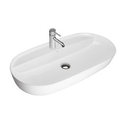 Oltens Hamnes Thin umywalka 80x40 cm owalna nablatowa biała 41315000