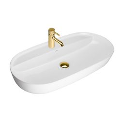 Oltens Hamnes Thin umywalka 80x40 cm owalna nablatowa biała 41315000