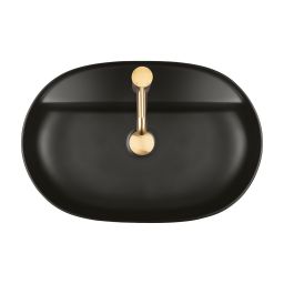 Oltens Hamnes Thin umywalka 62x42 cm nablatowa owalna z powłoką SmartClean czarny mat 41814300