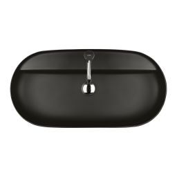 Oltens Hamnes Thin umywalka 80x40 cm nablatowa owalna z powłoką SmartClean czarny mat 41815300