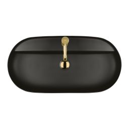 Oltens Hamnes Thin umywalka 80x40 cm nablatowa owalna z powłoką SmartClean czarny mat 41815300