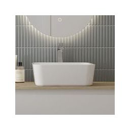 Oltens Hadsel umywalka 38,5 cm nablatowa kwadratowa z powłoką SmartClean biała 40807000