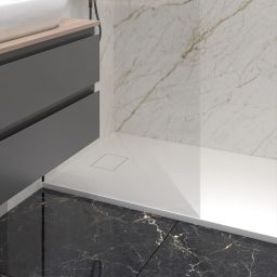 Oltens Bergytan brodzik 100x80 cm prostokątny RockSurface biały 15100000