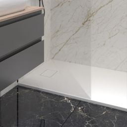 Oltens Bergytan brodzik 120x80 cm prostokątny RockSurface biały 15103000