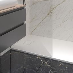 Oltens Bergytan brodzik 120x90 cm prostokątny RockSurface biały 15104000