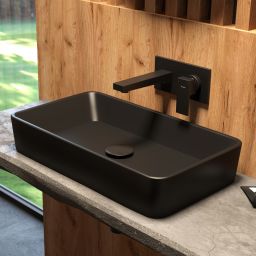 Oltens Forde umywalka 51x40,5 cm nablatowa prostokątna czarny mat 40303300