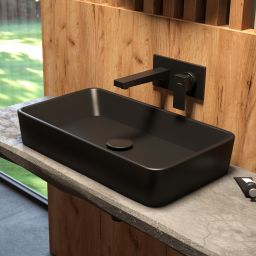 Oltens Forde umywalka 51x40,5 cm prostokątna nablatowa czarna 40803300