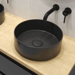 Oltens Lagde umywalka 35,5 cm nablatowa okrągła z powłoką SmartClean czarny mat 40804300