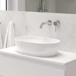 Oltens Hamnes Thin umywalka 49,5x35,5 cm nablatowa owalna biała 40319000