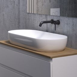 Oltens Hamnes Thin umywalka 80x40 cm owalna nablatowa biała 40321000