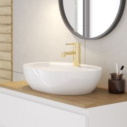 Oltens Hamnes Thin umywalka 51x39 cm owalna nablatowa biała 41313000