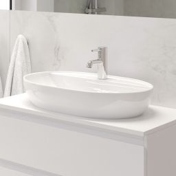 Oltens Hamnes Thin umywalka 62x42 cm owalna nablatowa biała 41314000