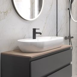 Oltens Hamnes Thin umywalka 80x40 cm owalna nablatowa biała 41315000