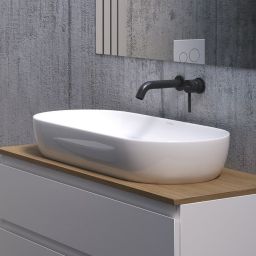 Oltens Hamnes Thin umywalka 80x40 cm nablatowa owalna z powłoką SmartClean biała 40821000