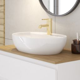 Oltens Hamnes Thin umywalka 51x39 cm nablatowa owalna z powłoką SmartClean biała 41813000