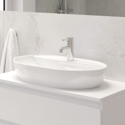 Oltens Hamnes Thin umywalka 62x42 cm nablatowa owalna z powłoką SmartClean biała 41814000