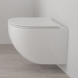 Zestaw Oltens Hamnes Kort miska WC wisząca PureRim z powłoką SmartClean z deską wolnoopadającą biały 42520000